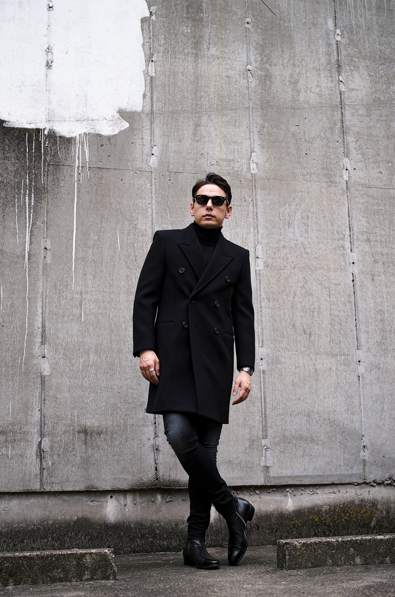 SAINT LAURENT (サンローラン) DOUBLE BREASTED WOOL COAT ダブル