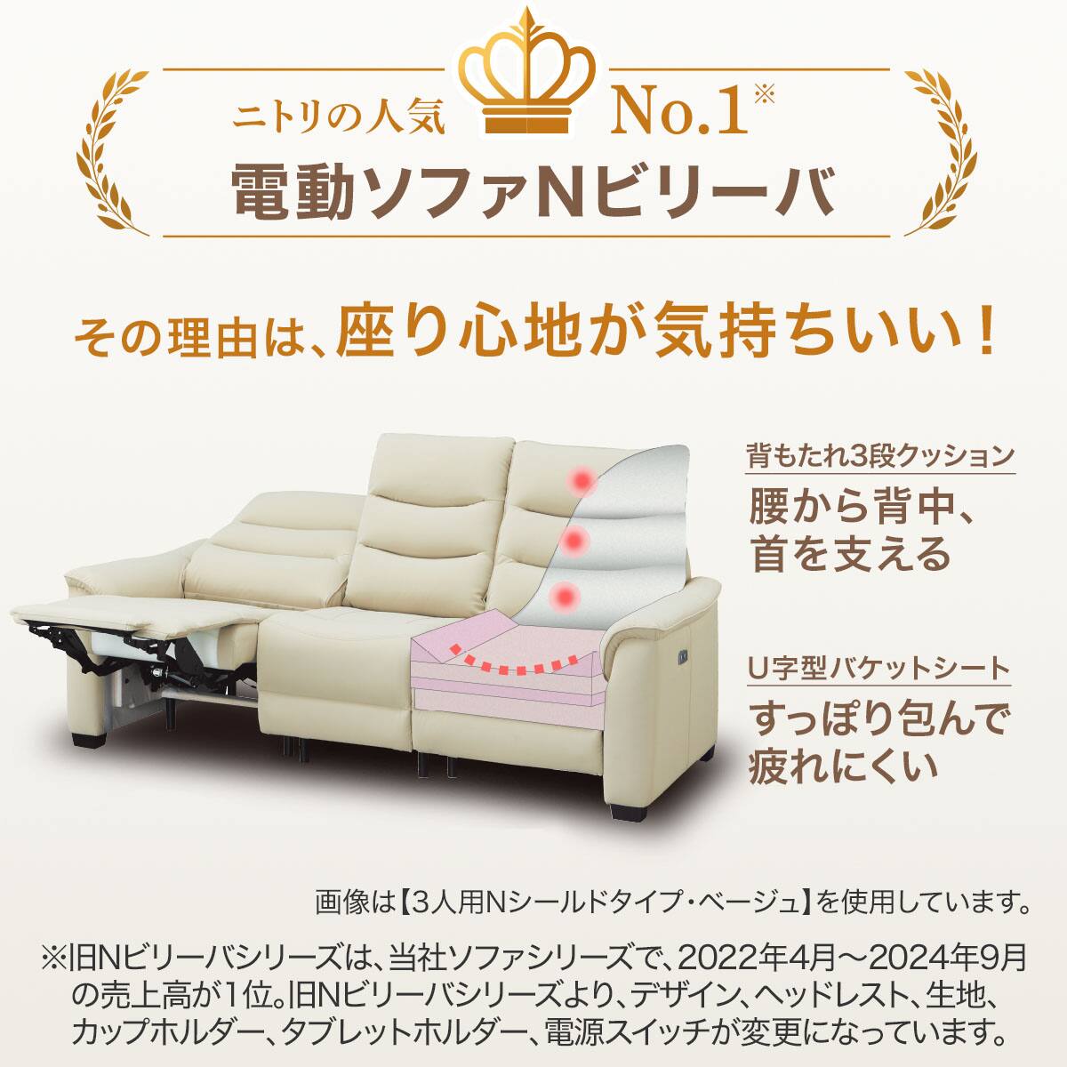 1人掛け電動リクライニングソファ 本革(一部合成皮革)タイプ (N