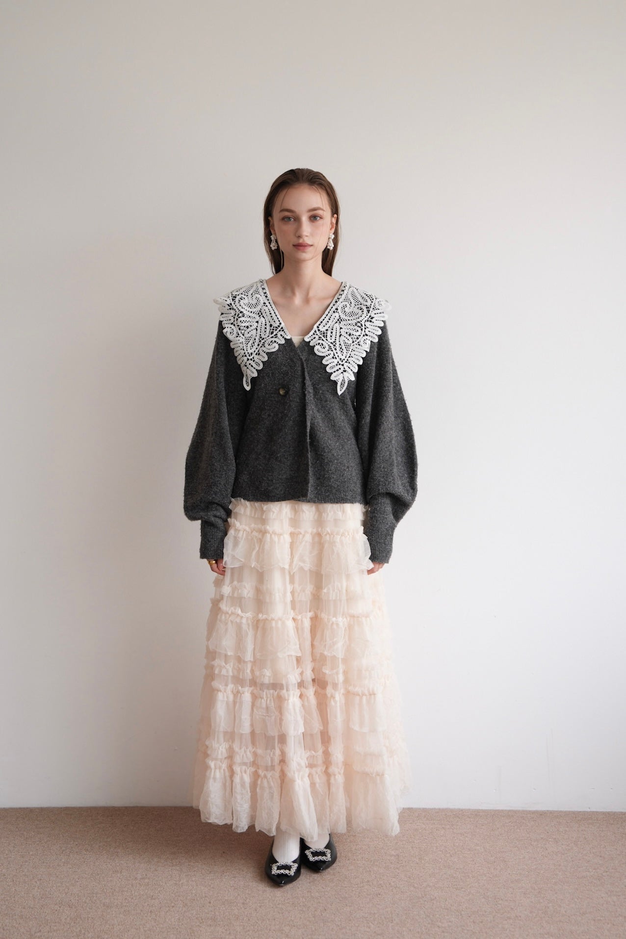 lace collar knit cardigan – Acka online store