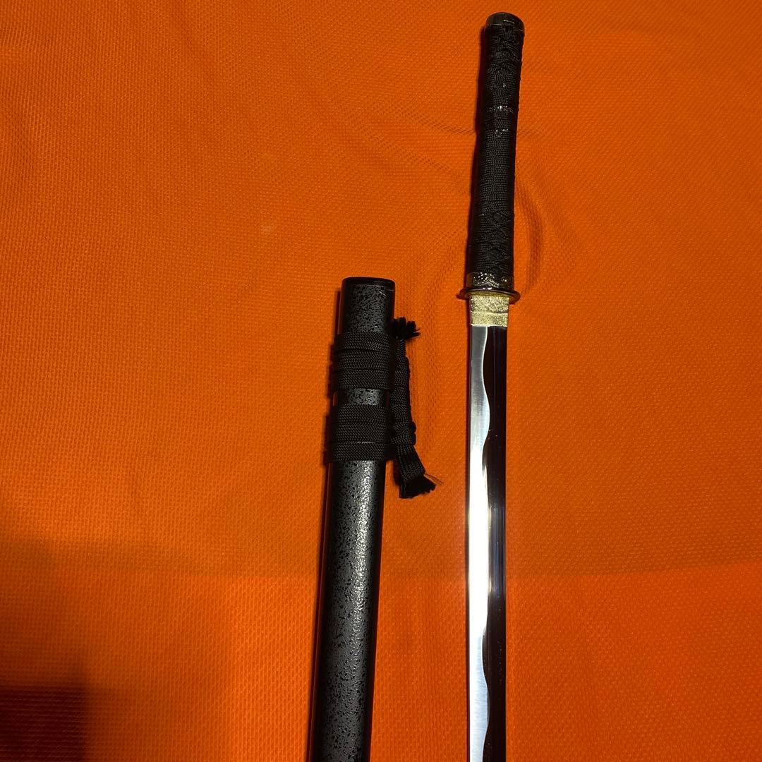 高級模造刀 黒柄黒鮫皮 鍔無し 忍者拵え 直刀