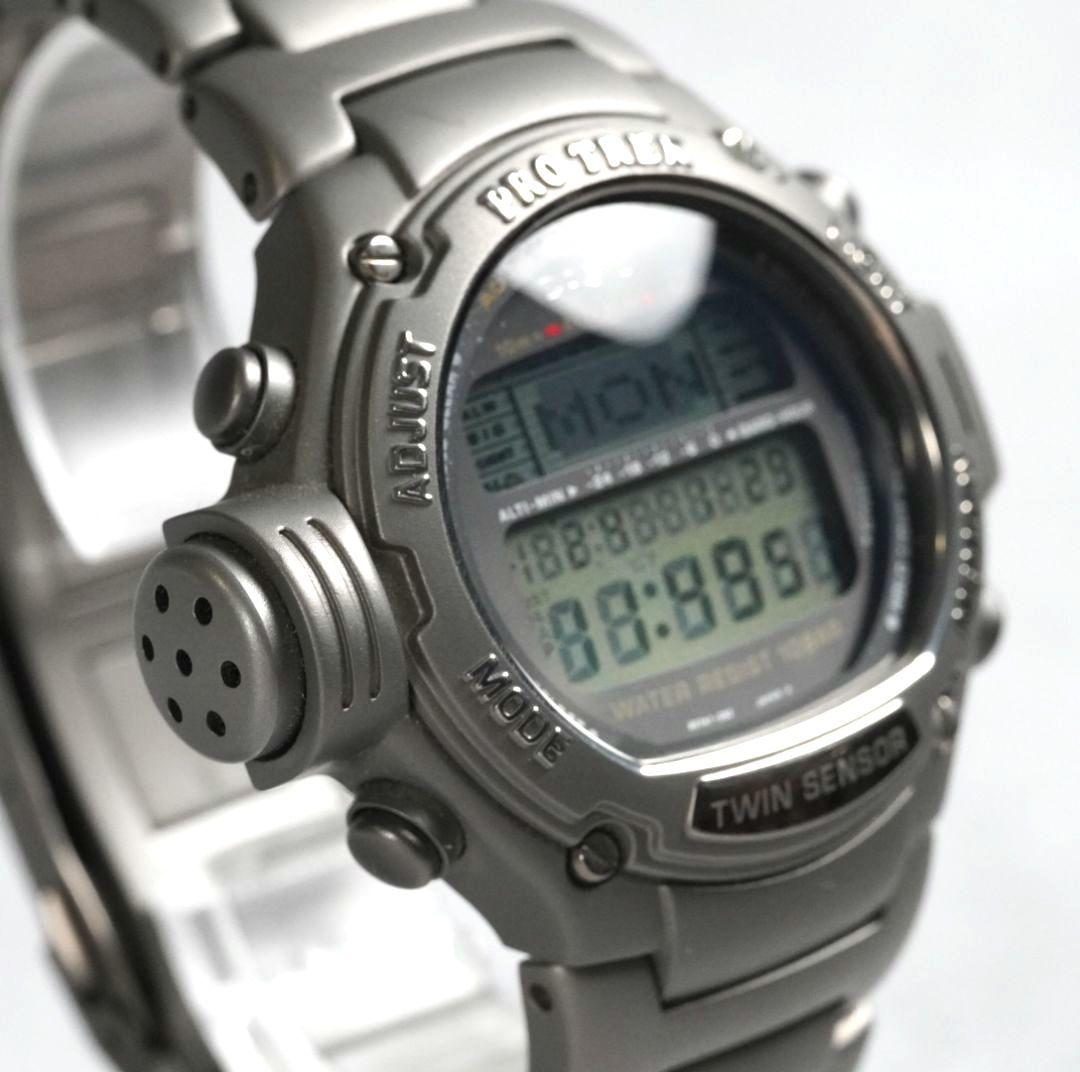 極美品 カシオ プロトレック PRT-3000 フルチタン スクリューバック
